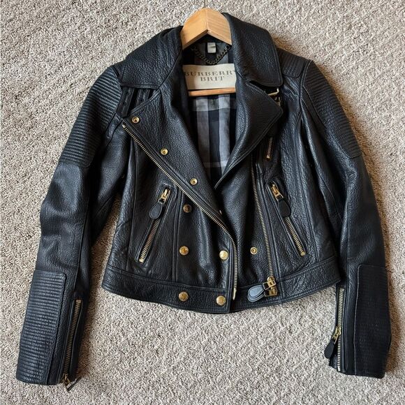 Burberry Black Leather Biker Jacket - Picture 1 of 11